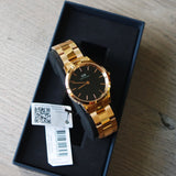 Daniel Wellington Iconic Link Black Dial Rose Gold Steel Strap Watch for Women - DW00100212