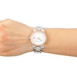 Burberry The City White Dial Two Tone Steel Strap Watch for Women - BU9105
