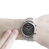 Emporio Armani Chronograph Black Dial Silver Steel Strap Watch For Men - AR1853 Buy Now By Emporio Armani