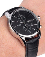Hugo Boss Chronograph Black Dial Black Leather Strap Watch For Men - 1513266 Buy Now By Hugo Boss