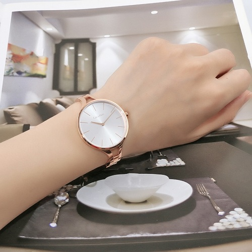 Calvin Klein Graphic Silver Dial Rose Gold Steel Strap Watch for Women - K7E23646 Buy Now By Calvin Klein