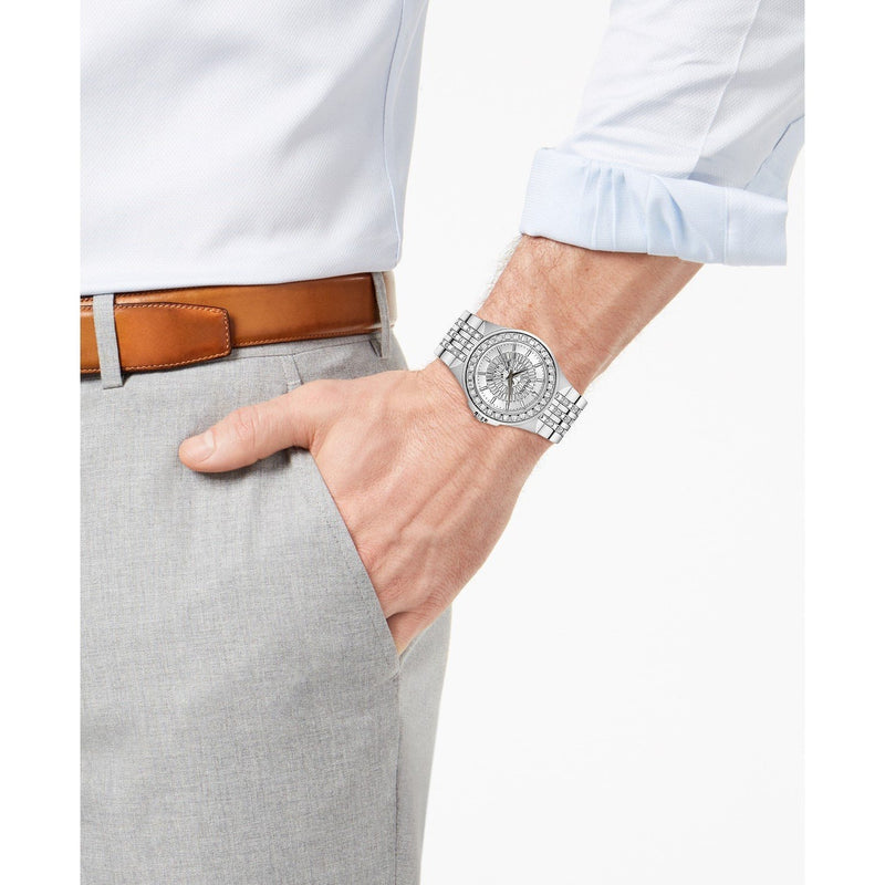 Bulova Phantom Crystal Silver Dial Silver Steel Strap Watch for Men - 96A236 Buy Now By Bulova