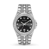 Bulova Crystal Collection Black Dial Silver Steel Strap Watch for Men - 96K102 Buy Now By Bulova