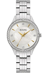 Bulova Crystal Collection Mother of Pearl Dial Silver Steel Strap Watch for Women - 96L263 Buy Now By Bulova