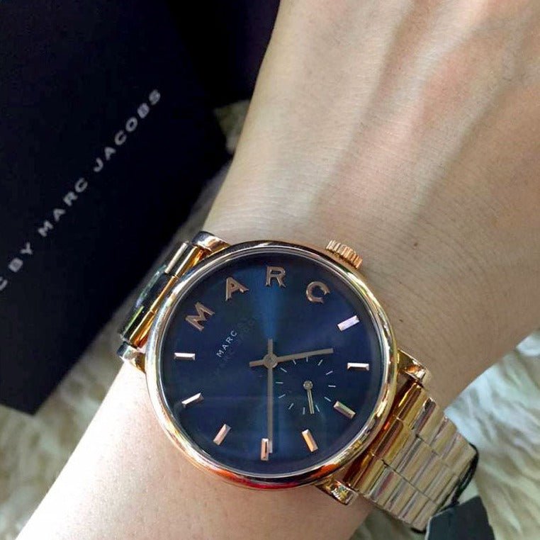 Marc Jacobs Baker Blue Dial Rose Gold Steel Strap Watch for Women - MBM3330 Buy Now By Marc Jacobs