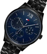 Shop Tommy Hilfiger Damon Quartz Chronograph Blue Dial Black Steel Strap Watch for Men - 1791454 in USA