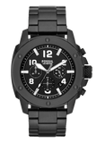 Fossil Machine Chronograph Black Dial Black Steel Strap Watch for Men - FS4927