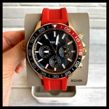 Fossil Bannon Multifunction Black Dial Red Silicone Strap Watch for Men - BQ2499 Buy Now By Fossil