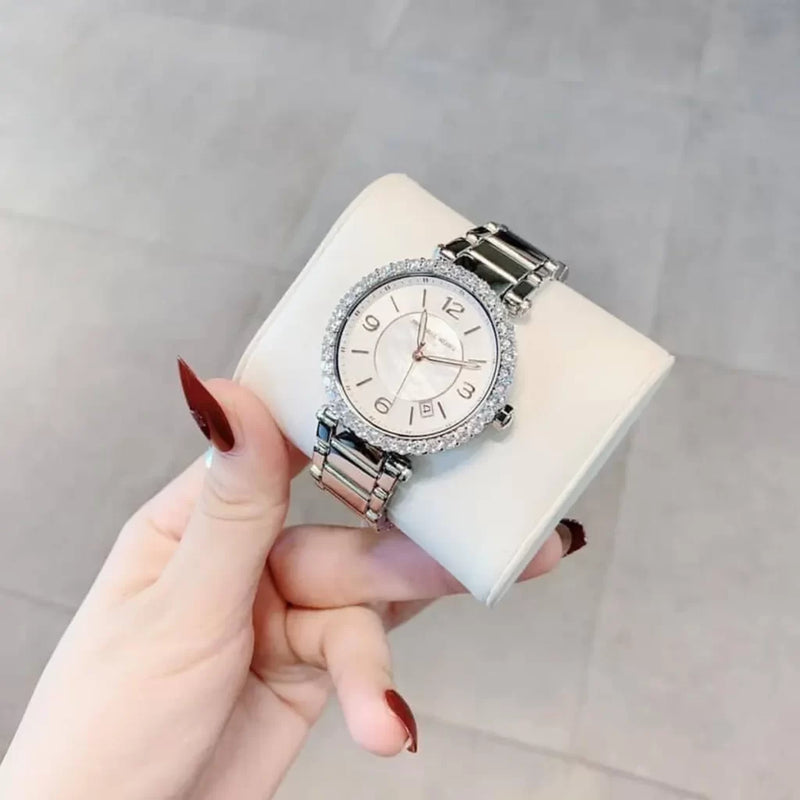 Michael Kors Parker Three Hand Mother of Pearl White Dial Silver Steel Strap Watch For Women - MK4694 Buy Now By Michael Kors