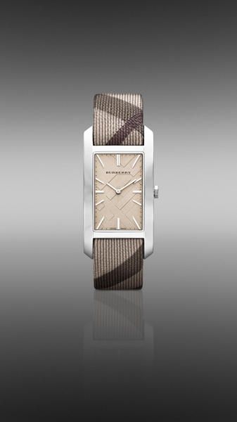 Shop Burberry Nova Check Silver Dial Two Tone Leather Strap Watch For Women - BU9404 in USA