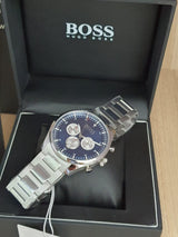 Shop Hugo Boss Chronograph Blue Dial Silver Steel Strap Watch for Men - 1513630 in USA