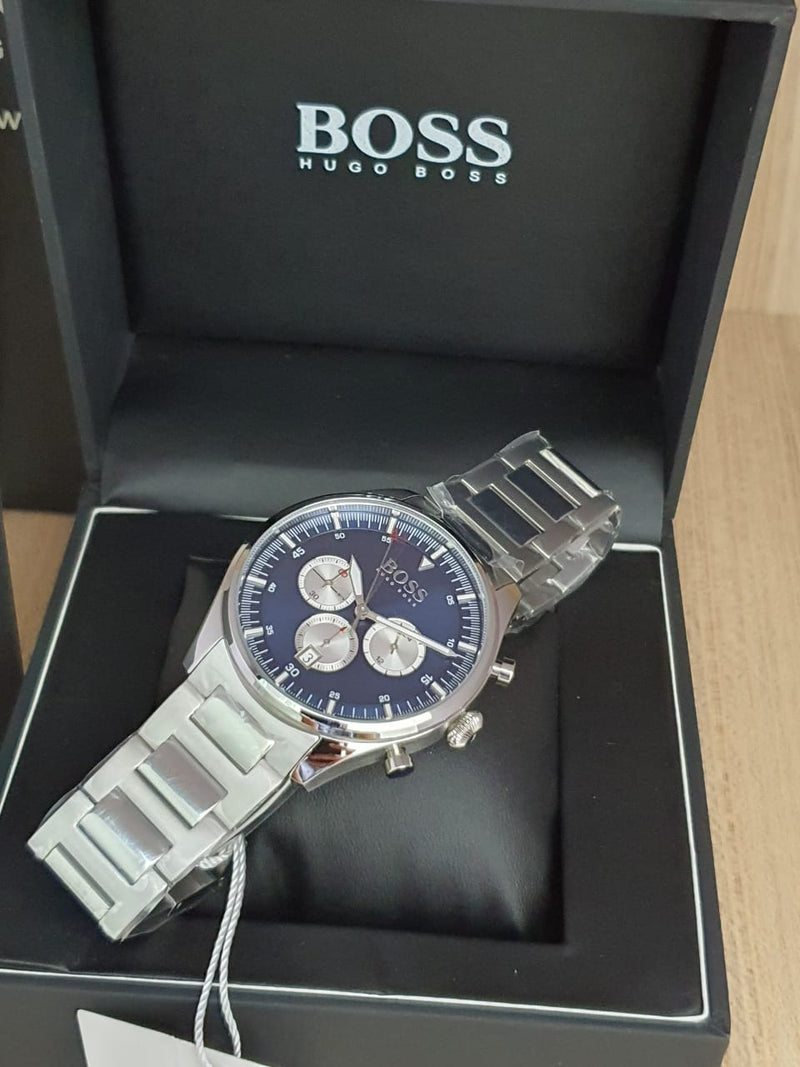 Shop Hugo Boss Chronograph Blue Dial Silver Steel Strap Watch for Men - 1513630 in USA