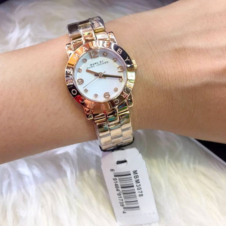 Marc Jacobs Mini Amy White Dial Rose Gold Steel Strap Watch for Women - MBM3078 Buy Now By Marc Jacobs