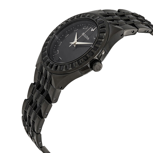 Bulova Crystal Collection Phantom Black Dial Black Steel Strap Watch for Men - 98A240 Buy Now By Bulova