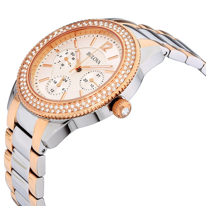 Bulova Crystal Collection Silver Dial Two Tone Steel Strap Watch for Women - 98N100 Buy Now By Bulova