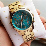 Michael Kors Runway Hunger Stop100 Series Blue Dial Gold Steel Strap Watch for Women - MK5815 Buy Now By Michael Kors