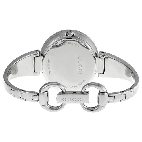 Shop Gucci Guccissima Diamonds Mother of Pearl Dial Silver Steel Strap Watch For Women - YA134303 in USA
