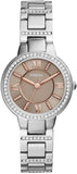 Fossil Virginia Taupe Dial Silver Steel Strap Watch for Women - ES4147