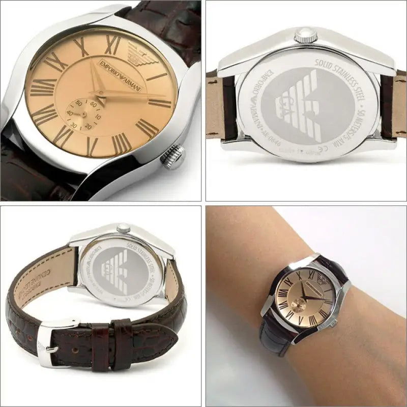 Emporio Armani Classic Quartz Beige Dial Brown Leather Strap Watch For Men - AR0646 Buy Now By Emporio Armani