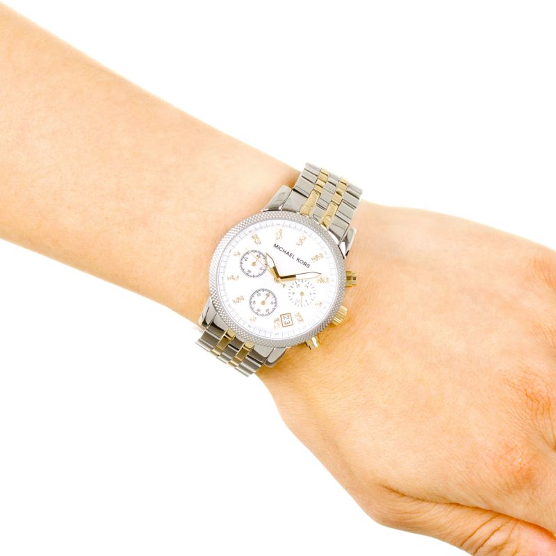 Michael Kors Ritz Chronograph White Dial Two Tone Steel Strap Watch for Women - MK5057 Buy Now By Michael Kors