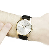 Calvin Klein City Mother of Pearl White Dial Black Leather Strap Watch for Men - K2G2G5C6 Buy Now By Calvin Klein