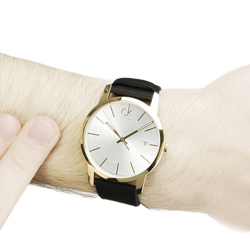 Calvin Klein City Mother of Pearl White Dial Black Leather Strap Watch for Men - K2G2G5C6 Buy Now By Calvin Klein