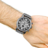 Fossil Nate Chronograph Gunmetal Dial Grey Steel Strap Watch for Men - JR1437