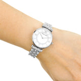 Emporio Armani Gianni T-Bar Mother of Pearl Dial Silver Stainless Steel Watch For Women - AR1908 Buy Now By Emporio Armani