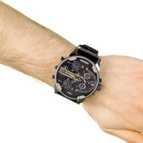 Diesel Mr Daddy 2.0 Black Dial Black Leather Strap Watch For Men - DZ7348
