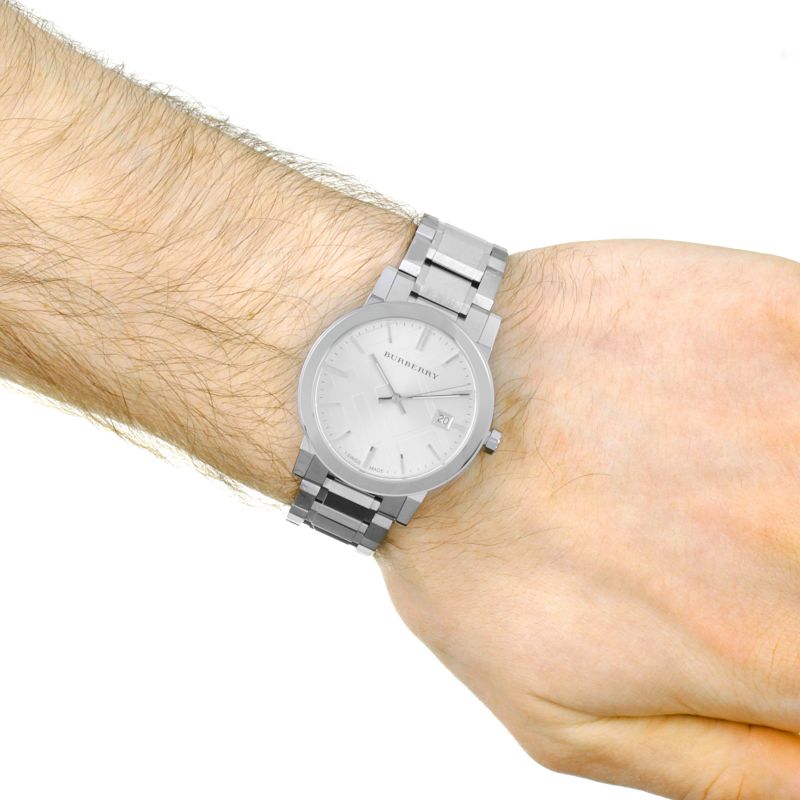 Burberry The City White Dial Silver Steel Strap Watch for Women - BU9144