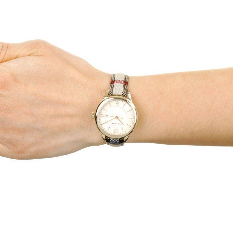 Shop Burberry Classic Champagne Gold Dial Horseferry Leather Strap Watch for Women - BU10104 in USA