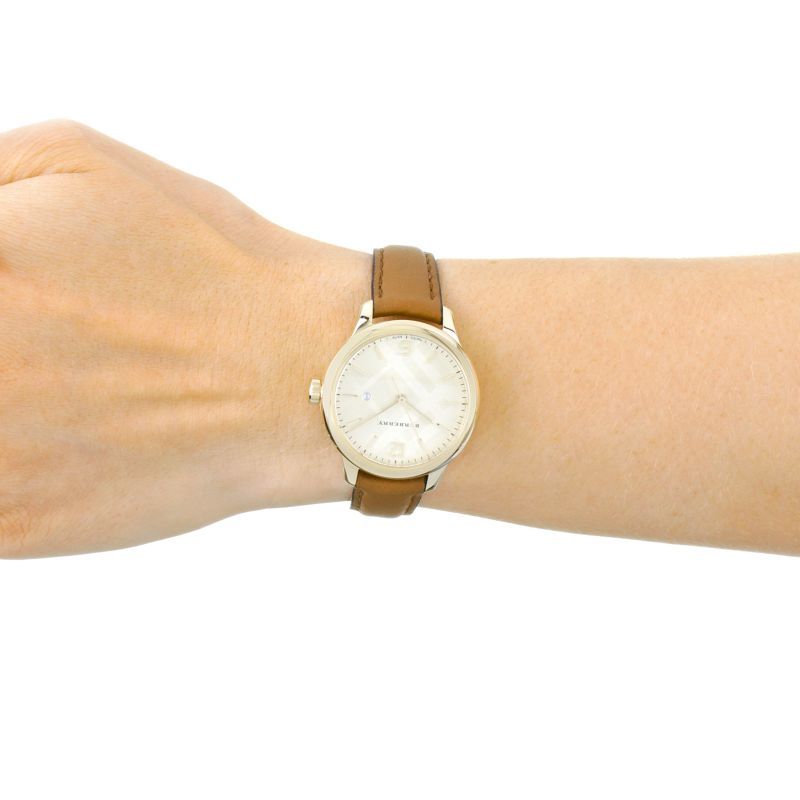 Shop Burberry The Classic Champagne Gold Dial Brown Leather Strap Watch for Women - BU10101 in USA