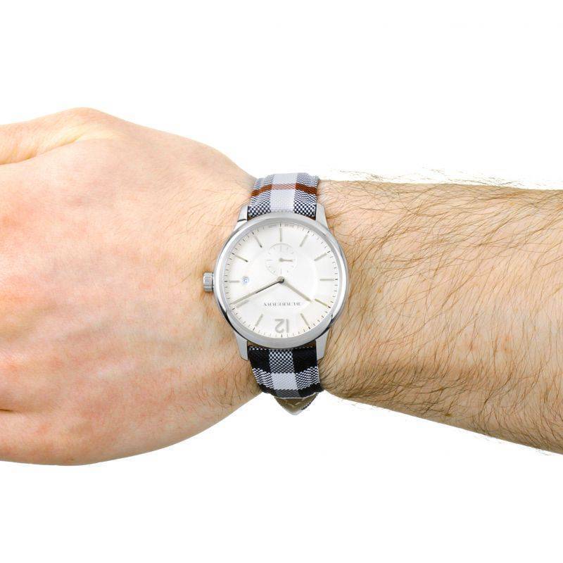 Shop Burberry The Classic Horseferry Silver Dial Black Leather Strap Watch for Men - BU10002 in USA