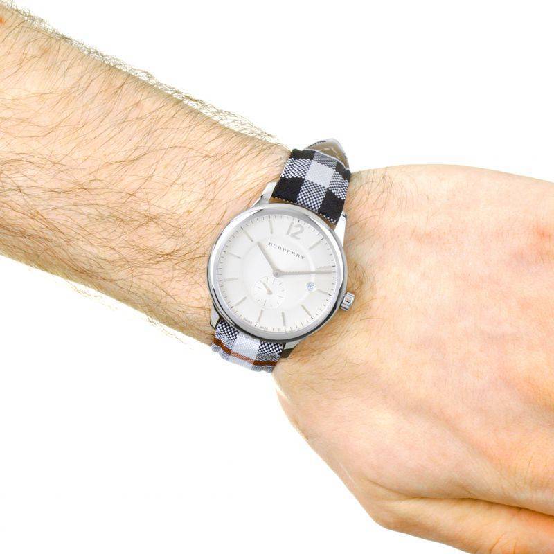 Shop Burberry The Classic Horseferry Silver Dial Black Leather Strap Watch for Men - BU10002 in USA