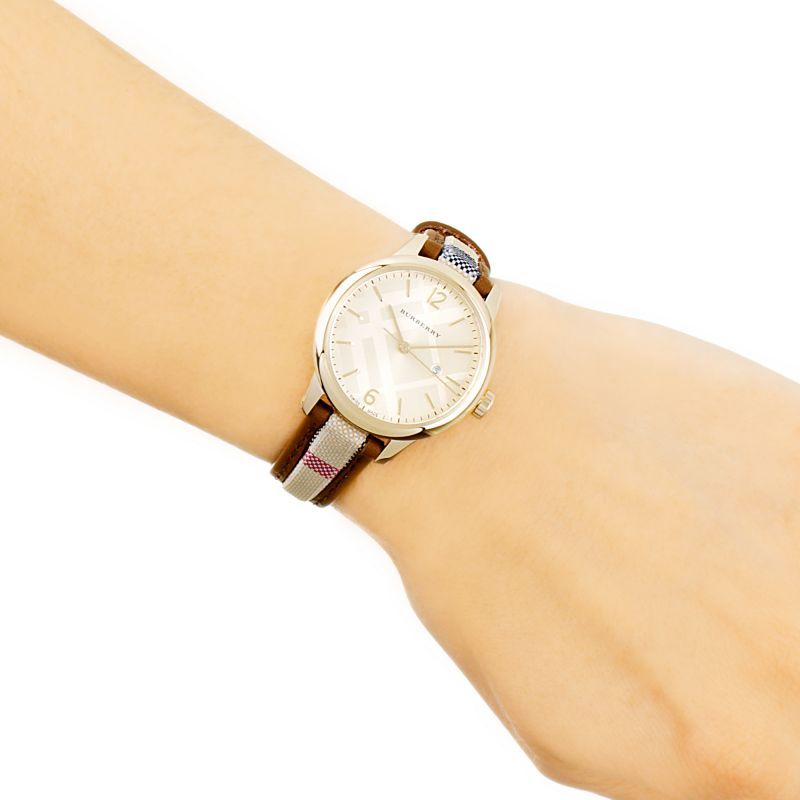 Shop Burberry The Classic Gold Dial Brown Leather Strap Watch for Women - BU10114 in USA