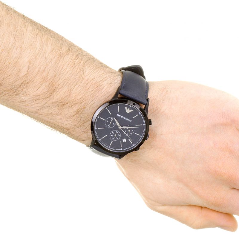 Emporio Armani Renato Chronograph Quartz Blue Dial Blue Leather Strap Watch For Men - AR2481 Buy Now By Emporio Armani