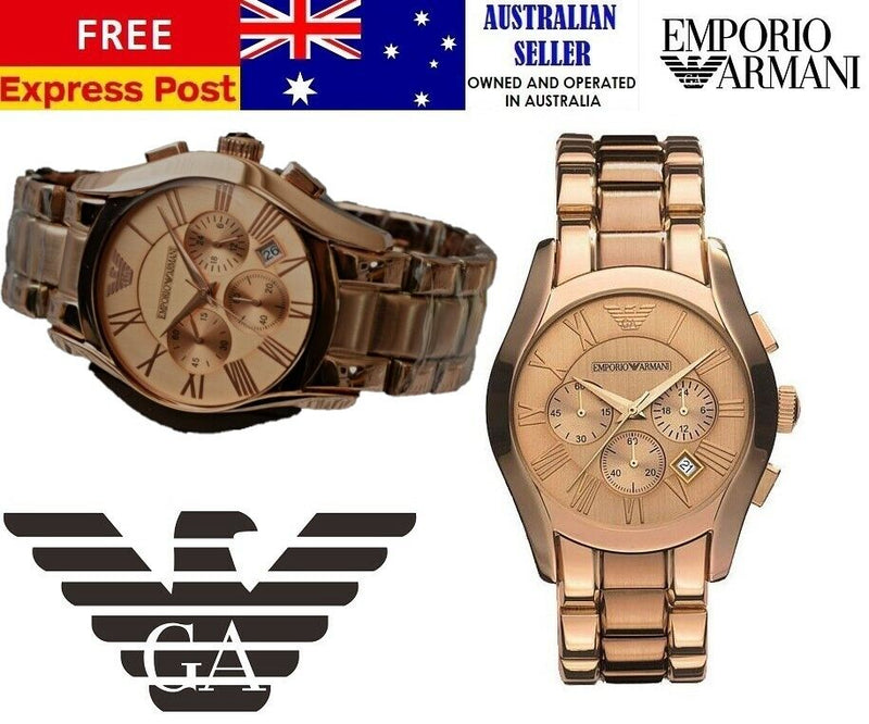 Emporio Armani Valente Chronograph Rose Gold Dial Rose Gold Steel Strap Watch For Men - AR0365 Buy Now By Emporio Armani