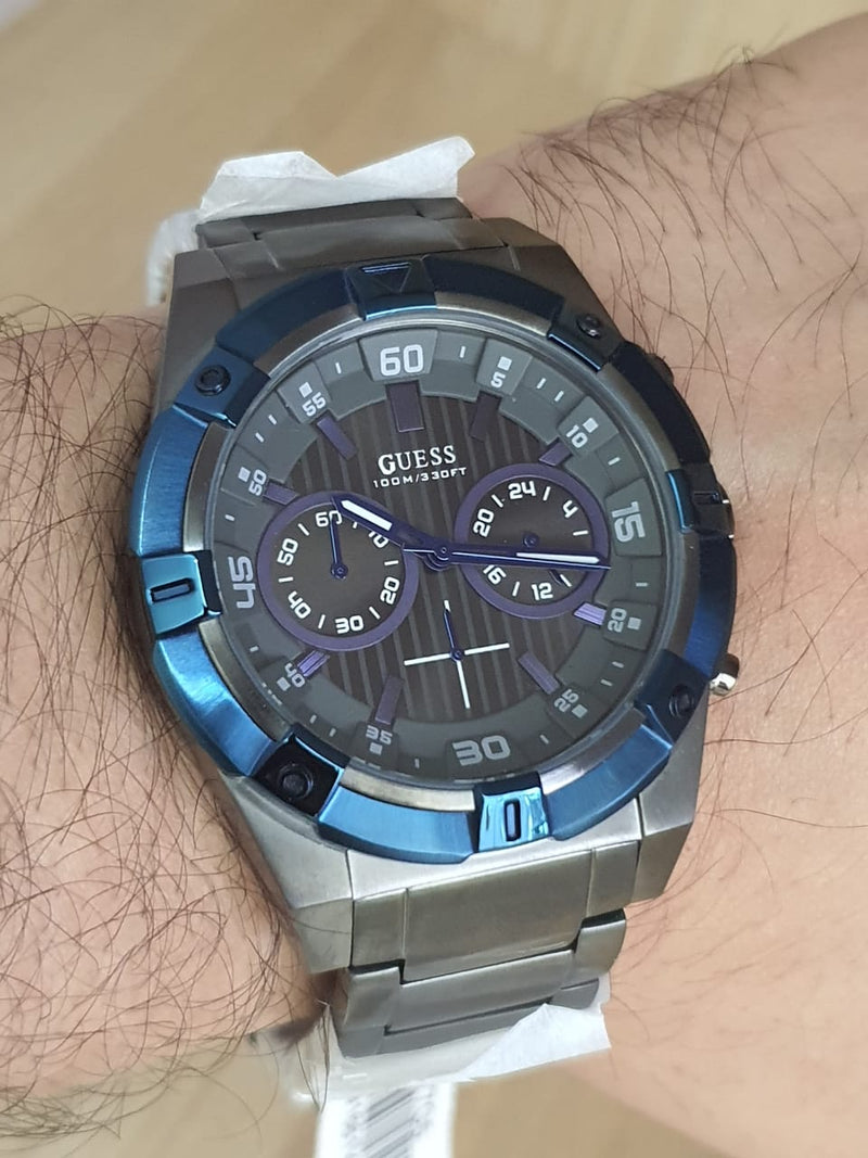 Guess Sport Analog Grey Dial Grey Steel Strap Watch for Men - W0377G5 Buy Now By Guess