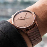Calvin Klein Minimal Quartz Pink Gold Dial Pink Gold Mesh Bracelet Watch for Men - K3M11TFK Buy Now By Calvin Klein
