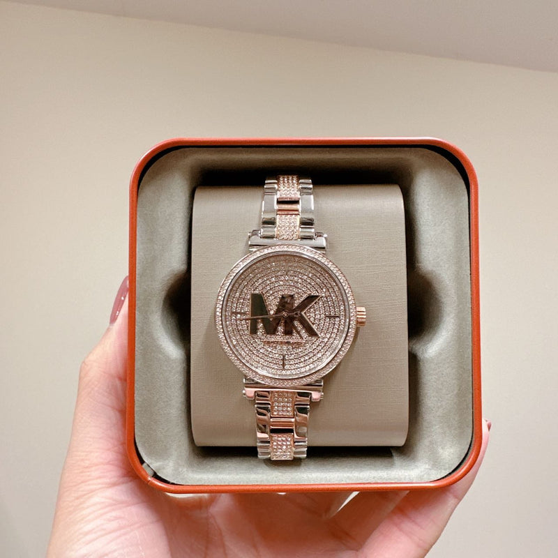 Michael Kors Sofie Crystals Glitz Rose Gold Dial Two Tone Steel Strap Watch For Women - MK4446 Buy Now By Michael Kors