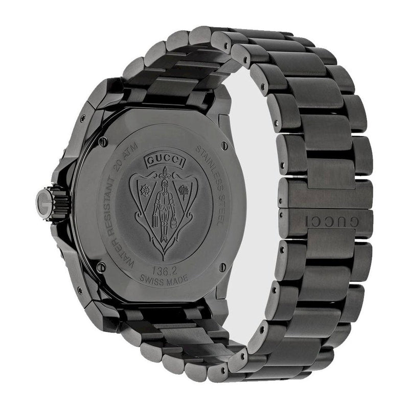 Shop Gucci Dive Quartz Black Dial Black Steel Strap Watch For Men - YA136205 in USA