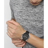 Hugo Boss Allure Chronograph Black Dial Black Leather Strap Watch for Men - 1513920