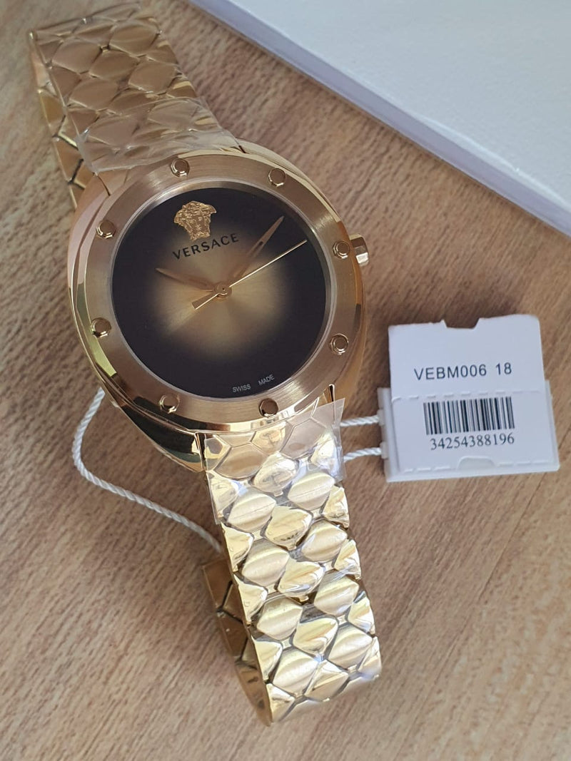 Versace Shadov Quartz Gold Dial Gold Steel Strap Watch for Women - VEBM00618 Buy Now By Versace