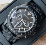 Emporio Armani Sigma Chronograph Black Dial Black Leather Strap Watch For Men - AR6131 Buy Now By Emporio Armani