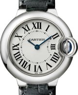 Shop Cartier Ballon Bleu Silver Dial Black Leather Strap Watch for Women - W69018Z4 in USA