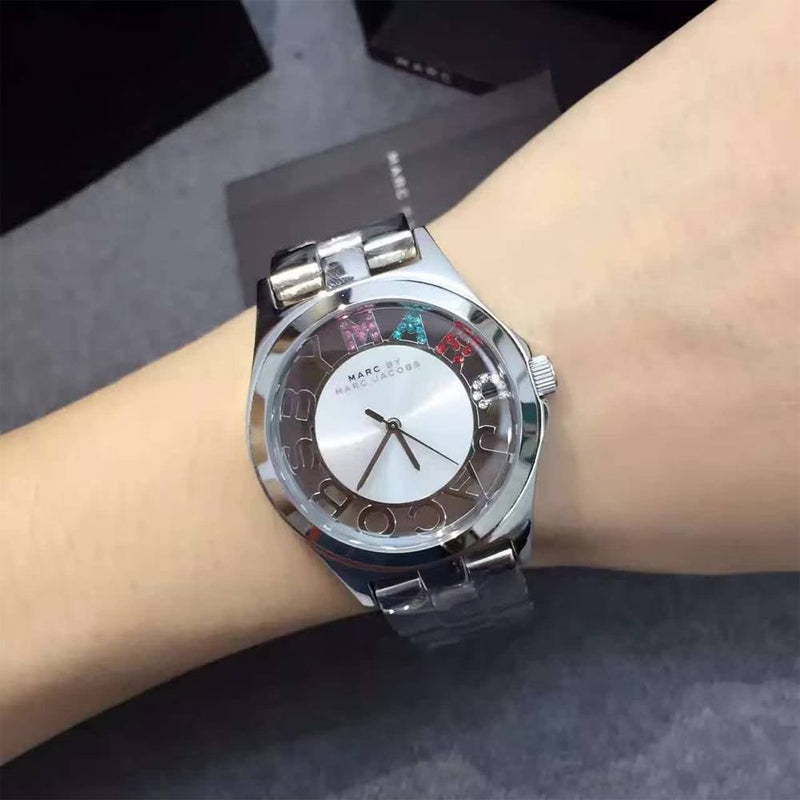 Marc Jacobs Henry Skeleton Silver Dial Silver Steel Strap Watch for Women - MBM3262 Buy Now By Marc Jacobs