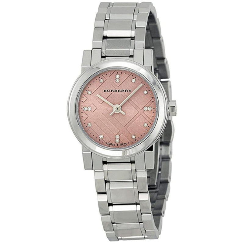 Shop Burberry The City Diamonds Pink Dial Silver Steel Strap Watch for Women - BU9223 in USA