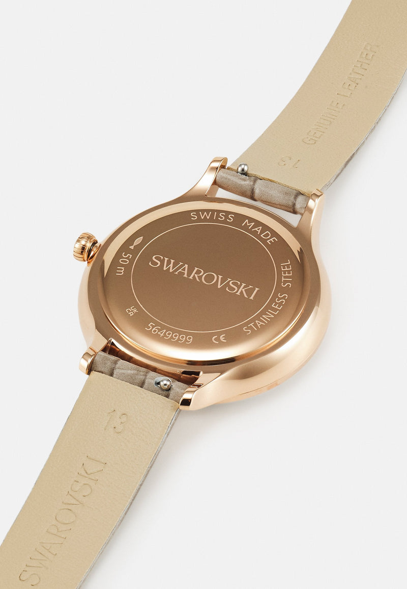 Swarovski Octea Nova Beige Dial Grey Leather Strap Watch for Women - 5649999 Buy Now By Swarovski