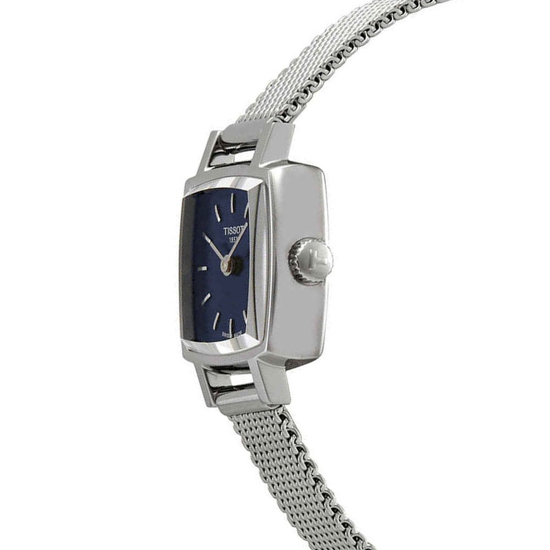 Shop Tissot Lovely Square Blue Dial Silver Mesh Bracelet Watch For Women - T058.109.11.041.00 in USA