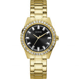 Guess Sparkler Diamonds Black Dial Gold Steel Strap Watch for Women - GW0111L2 Buy Now By Guess
